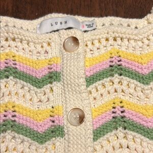 LUSH small Colorful Knit Button-Up Top